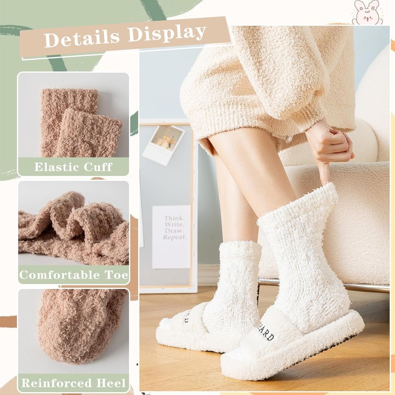 Premillow Fuzzy Socks for Women, Womens Winter Fluffy Socks 5 Pairs Ultra Soft Warm Fabric Sleeping Slipper Sock for Women - Image 4